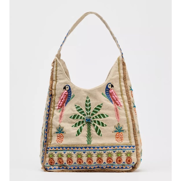 Zara NWT beaded shopper bag 6083/510 - Picture 2 of 9